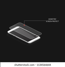 Isometric protect screen. Isometria vector. Smartphone, device technology