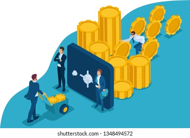 Isometric Protect your funds from external threats, theft. Concept for web design