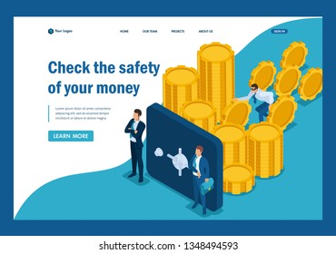 Isometric Protect your funds from external threats, theft. Template Landing page