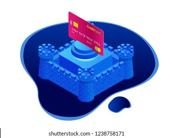 Isometric Protection of Bank cards, Bank Service Security, safe anti-fraud banking