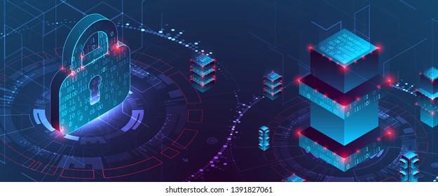 Isometric protection concept. Protect mechanism, system privacy.