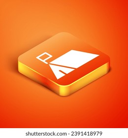 Isometric Protest camp icon isolated on orange background. Protesting tent.  Vector