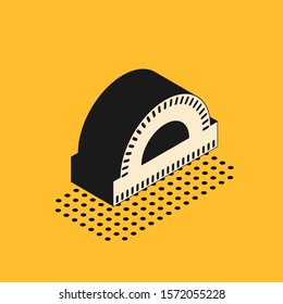 Isometric Protractor grid for measuring degrees icon isolated on yellow background. Tilt angle meter. Measuring tool. Geometric symbol.  Vector Illustration