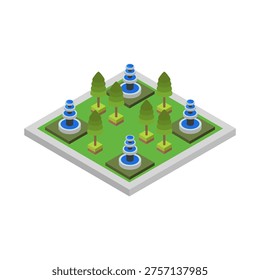 Isometric public park on a white background