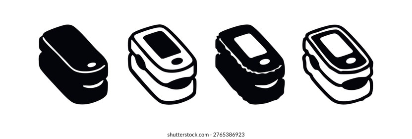Isometric Pulse Oximeter Icon Set for Medical Diagnosis
