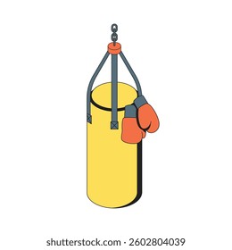 Isometric Punching Bag for Boxing Training Illustration Isolated on White Background