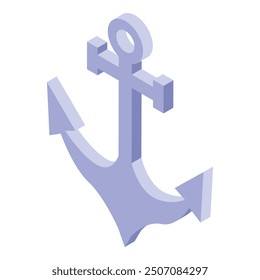 Isometric purple anchor standing on white background