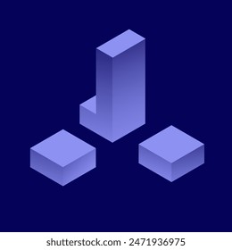 isometric purple square abstract background. asymmetrical illustration 