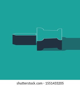 Isometric Push pin icon isolated on green background. Thumbtacks sign.  Vector Illustration