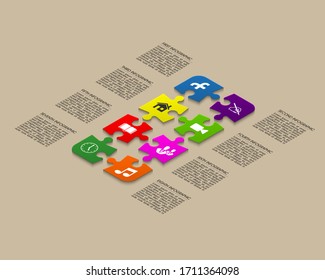 Isometric Puzzle Smartphone, Isometry puzzles mobile phone isolated