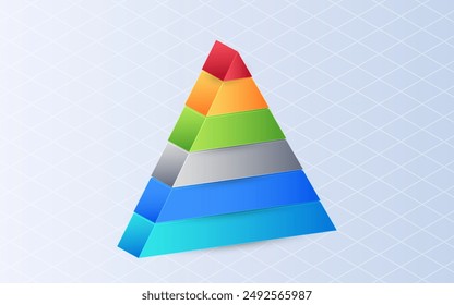 Gráfico de la pirámide isométrica sobre fondo blanco. Concepto de proceso de negocio