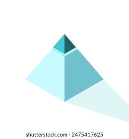 Isometric pyramid with unique top. Social inequality, uniqueness, minority, majority, Pareto principle and achievement concept. Flat design. EPS 8 vector illustration, no transparency, no gradients