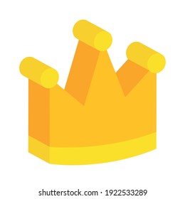 isometrische Kronenkrone auf weißem Hintergrund, buntes Design, Vektorgrafik