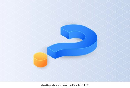 Isometric question mark on white background. Questioning blank ideas