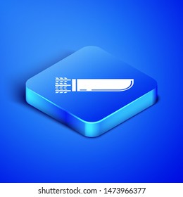 Isometric Quiver with arrows icon isolated on blue background. Blue square button. Vector Illustration