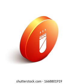Isometric Quiver with arrows icon isolated on white background. Orange circle button. Vector Illustration