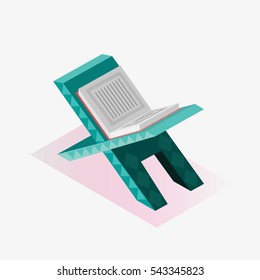 isometric Quran opened with blue holder - vector illustration

