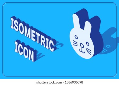 Isometric Rabbit zodiac sign icon isolated on blue background. Astrological horoscope collection.  Vector Illustration