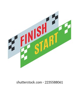 Isometric racing sport composition with isolated icons on blank background vector illustration