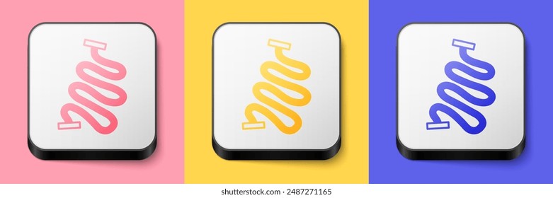 Isometric Racing track icon isolated on pink, yellow and blue background. Square button. Vector