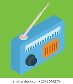 isometric radio test vector design illustration