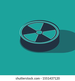 Isometric Radioactive icon isolated on green background. Radioactive toxic symbol. Radiation Hazard sign.  Vector Illustration
