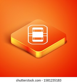 Isometric Rafting boat icon isolated on orange background. Inflatable boat. Water sports, extreme sports, holiday, vacation, team building.  Vector Illustration