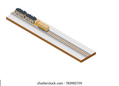 isometric rail Road vector illustration