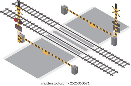 Isometrisches Bildmaterial für Bahnübergänge