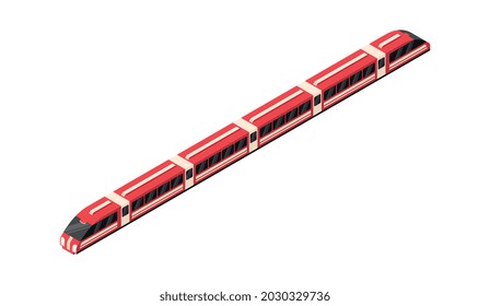 Isometric railway composition with isolated image of high speed intercity train vector illustration