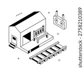 Isometric railway station illustration for train travel and transportation concept
