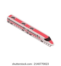 Isometric railway station train composition with isolated image of high speed intercity train on blank background vector illustration