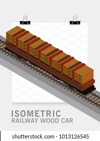 Isometric railway wood car