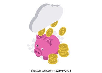 Isometric Rainy Day Money Fund Vectorart Illustration