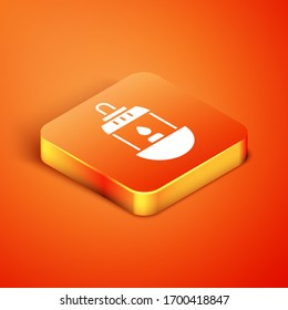 Isometric Ramadan Kareem lantern icon isolated on orange background. Vector Illustration