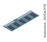 Isometric random access memory card 3d vector illustration