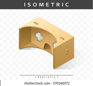 Isometric realistic cardboard glasses virtual reality headsets. Object with a transparent shade for collages, presentations.  