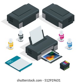 Isometric Realistic printer. Vector Illustration on white background for design