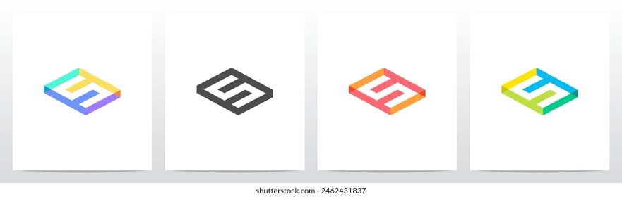 Isometric Rectangle Frame Hollow Initial Letter Logo Design S