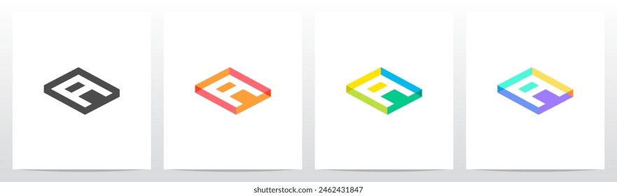 Isometric Rectangle Frame Hollow Initial Letter Logo Design A