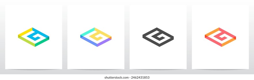 Isometric Rectangle Frame Hollow Initial Letter Logo Design G