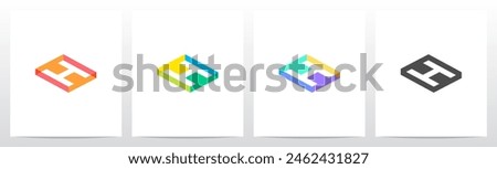 Isometric Rectangle Frame Hollow Initial Letter Logo Design H