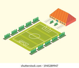 Isometric rectangle soccer football stadium