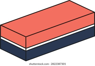 Isometric rectangular nail buffer and shiner block illustration isolated on white background