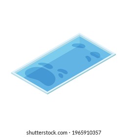 Isometric rectangular swimming pool on white background vector illustration