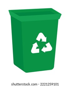 Isometric Recycle Bin On White Background