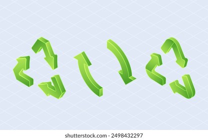 Isometric recycling. Eco friendly isolated on white background