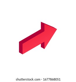 Isometric Red Arrow. 3d icon isolated on white background. Vector illustration for app, web, design, advert