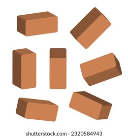 isometric red bricks icon design games. Vector illustration. Stock image.