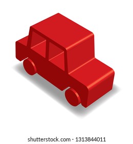 isometric red car, 3d like vector cartoon car